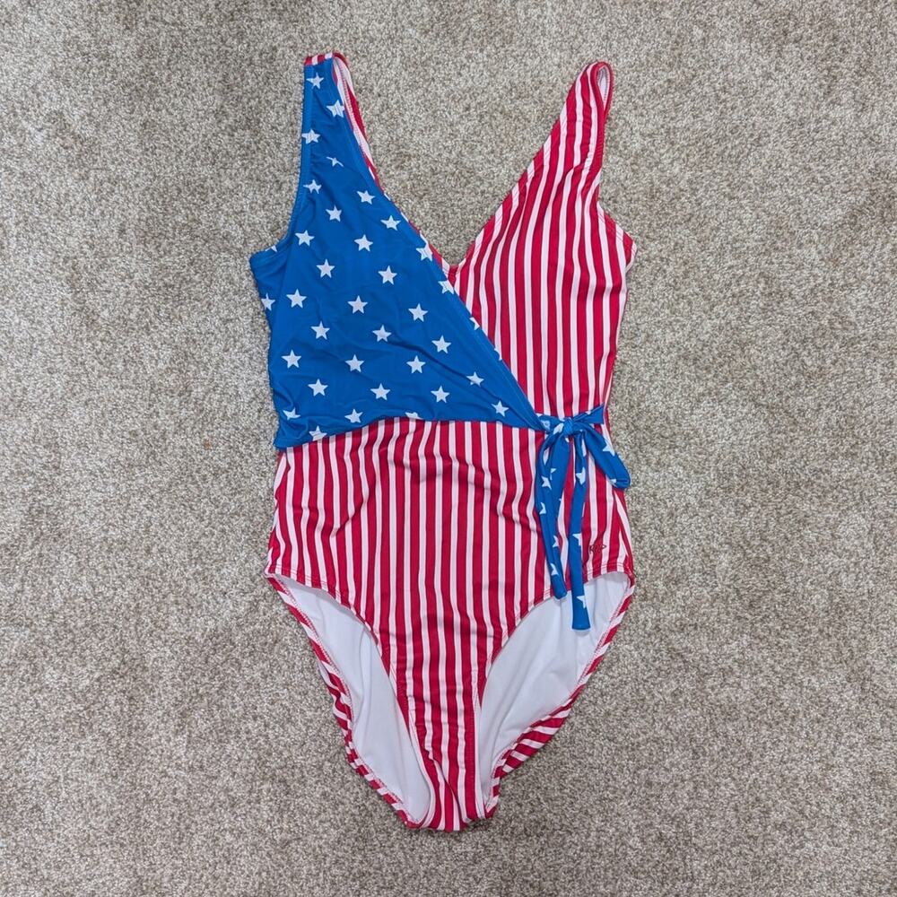 Ruffle Butts Patriotic 4th of July Flag One-Piece Swimsuit - Women's Large